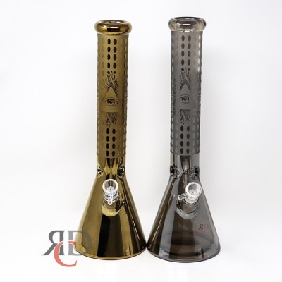 WATER PIPE 7MM BEAKER WITH ELCTRO PLATED WITH ILLUMINATI THEME WP3598 1CT